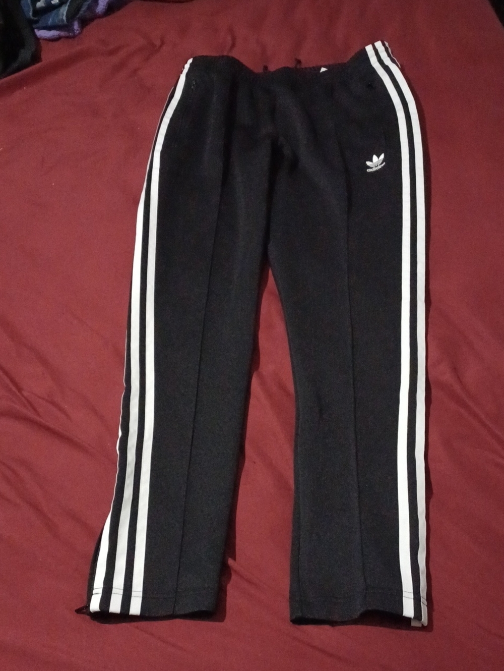 Adidas Black Track Pants with Side Zippers Size Medium